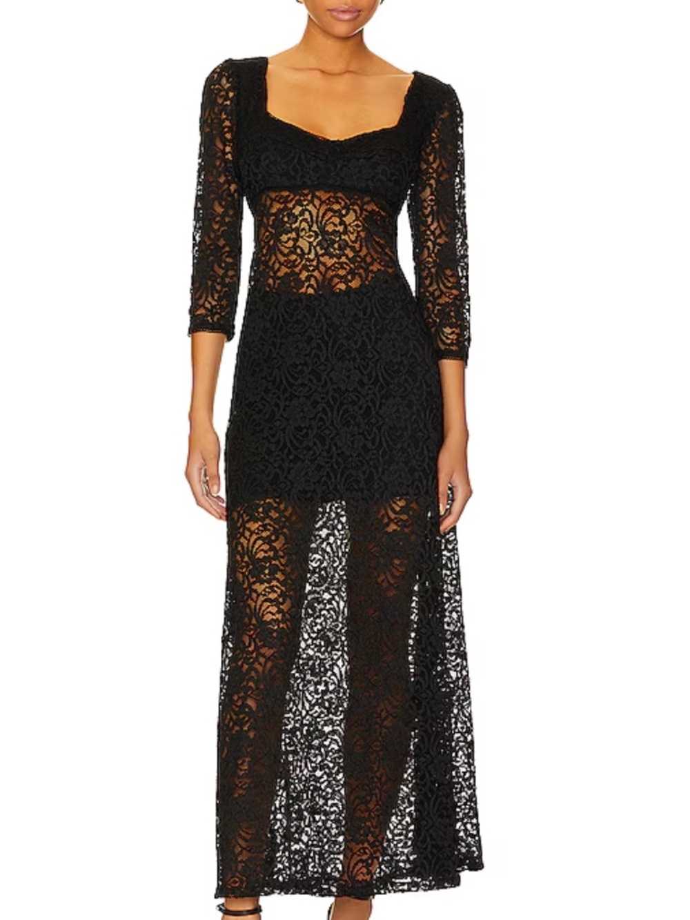 NWT Free People x Revolve Adored Maxi Dress in Black Lace - Size XSmall!